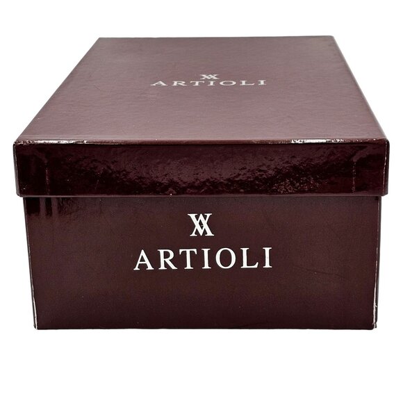 Italian Artioli Mens size 9 Smokey Brown Grey Leather Dress Shoes Luxury Oxfords - Picture 11 of 13